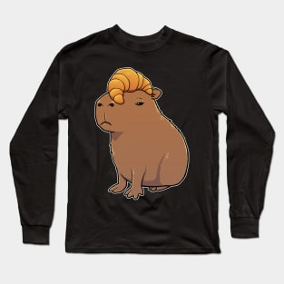 Capybara with a Croissant on its head Long Sleeve T-Shirt